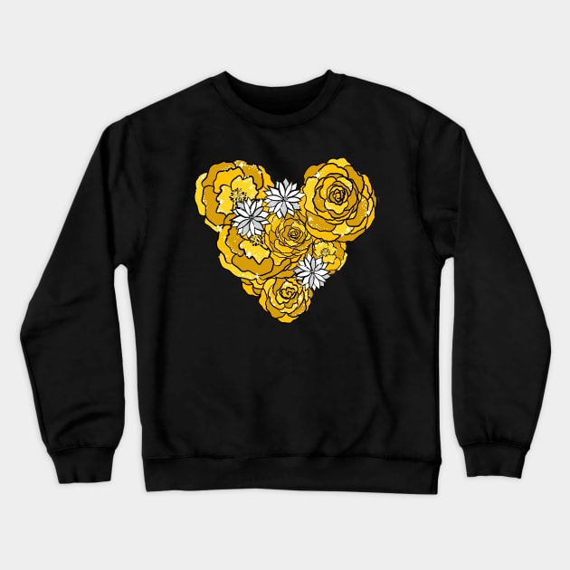 Yellow Heart of Roses and Daisies Crewneck Sweatshirt by VictoriaLehnard